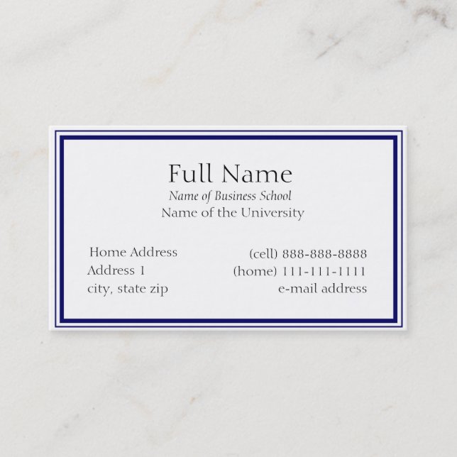 Carte de visite de base pour Students or Company (Devant)