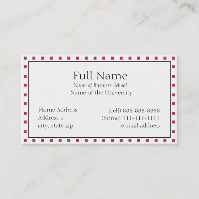 Carte de visite de base pour Students or Company (Devant)