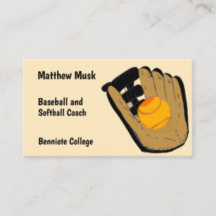 Carte de visite de baseball et de gant