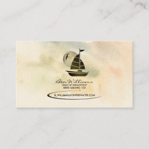 Carte de visite de bateau à voile (W/ Moon Backdro