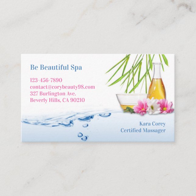 Carte de visite de bien-être naturel spa (Devant)