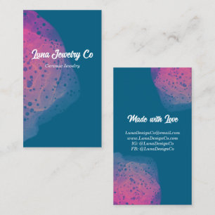 Carte de visite de bijoux arc-en-ciel rose peinte 