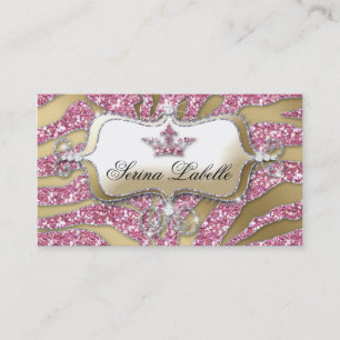 Carte de visite de bijoux Sparkle Zebra Crown Rose