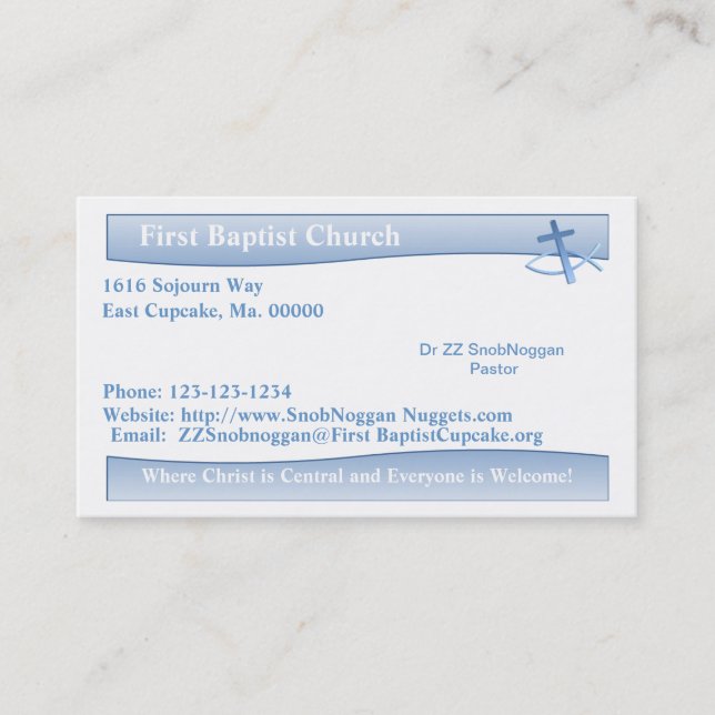 Carte de visite de bleu de simplicité (Devant)