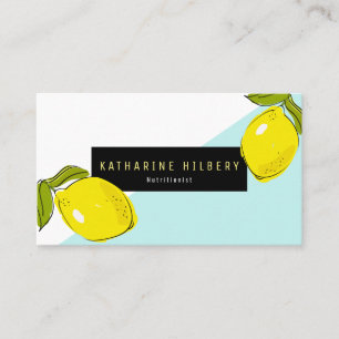Carte de visite de bloc blanc Turquoise citron mod