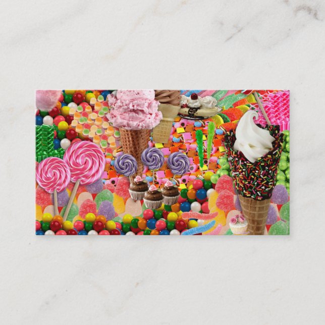 Carte de visite de bonbons rose (Devant)