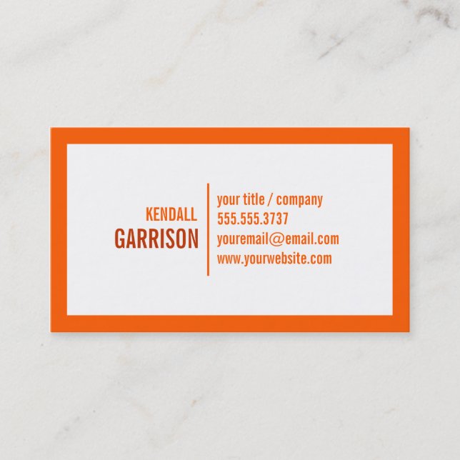 Carte de visite de bordure orange gras (Devant)