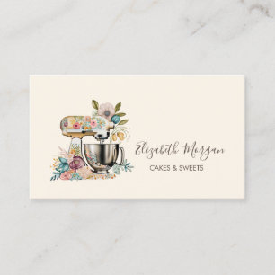Carte de visite de boulangerie Fleurs Chic Mixer