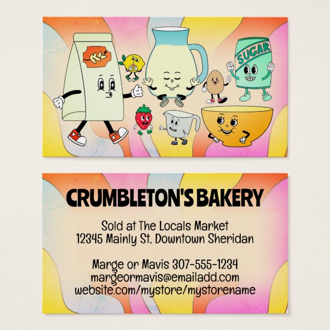 Carte de visite de boulangerie Hippie ingrédients  (Devant & derrière)