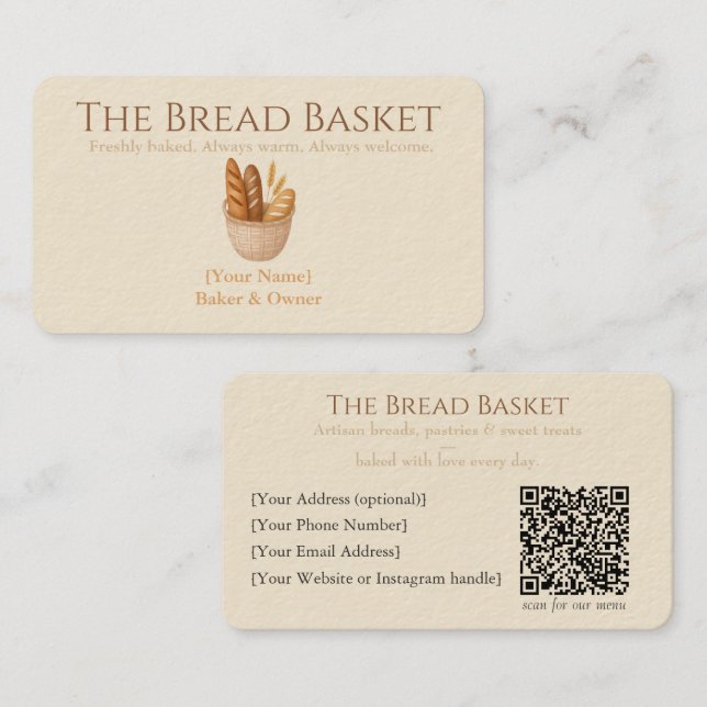 Carte de visite de boulangerie rustique avec logo  (Devant / Derrière)