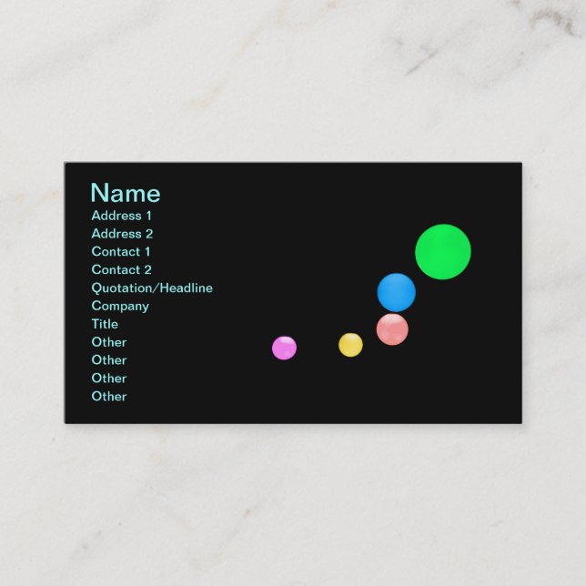 Carte de visite de boules colorées (Devant)