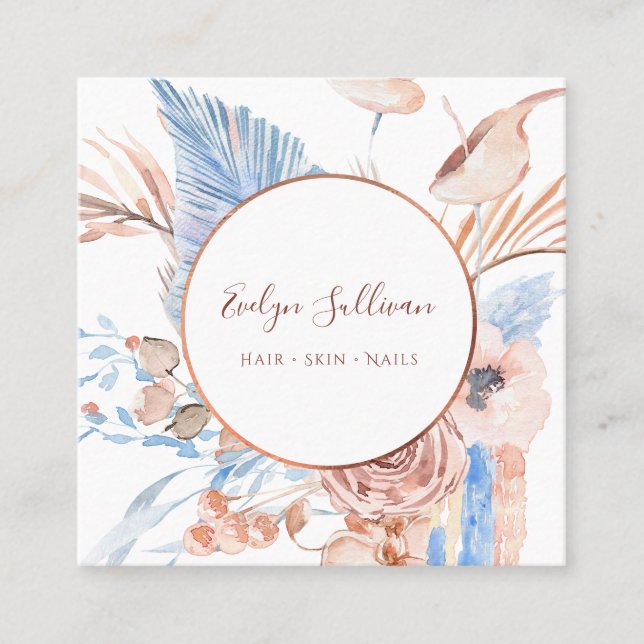 Carte de visite de bouquet tropical Boho (Devant)