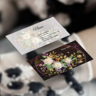 Carte de visite de broderie de roses blanches