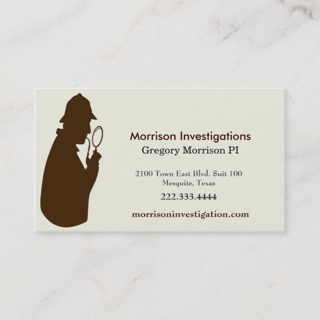 Carte de visite de brun et d'investigateur privé (Devant)