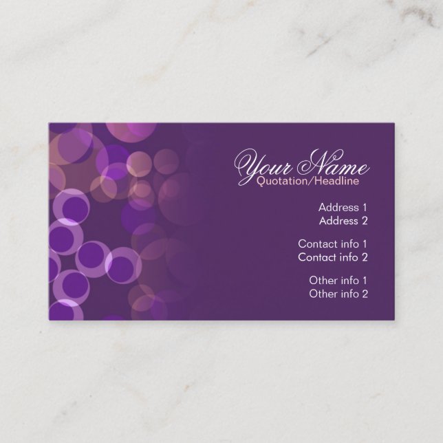 Carte de visite de bulles violettes (Devant)