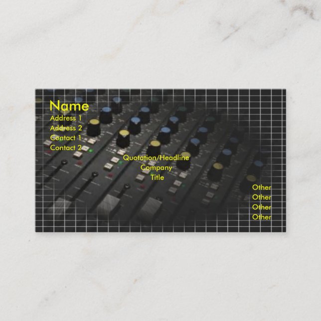Carte de visite de bureau de mixage (Devant)
