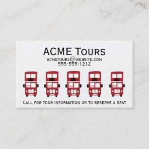 Carte de visite de bus à deux étages rouge
