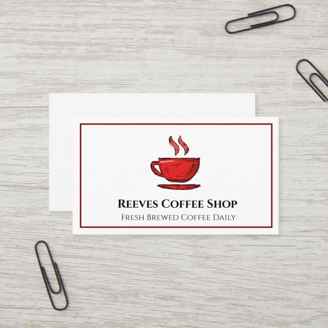 Carte de visite de café (Devant/Arrière en situation)