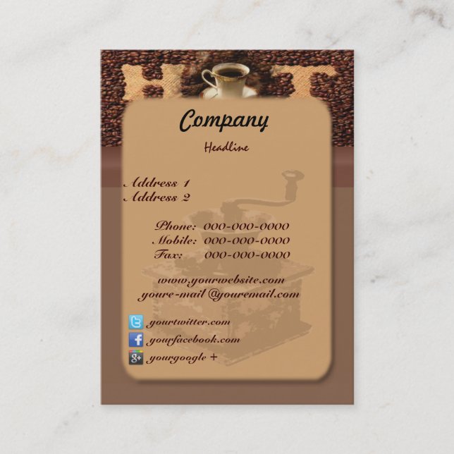 Carte de visite de café grillé (Devant)