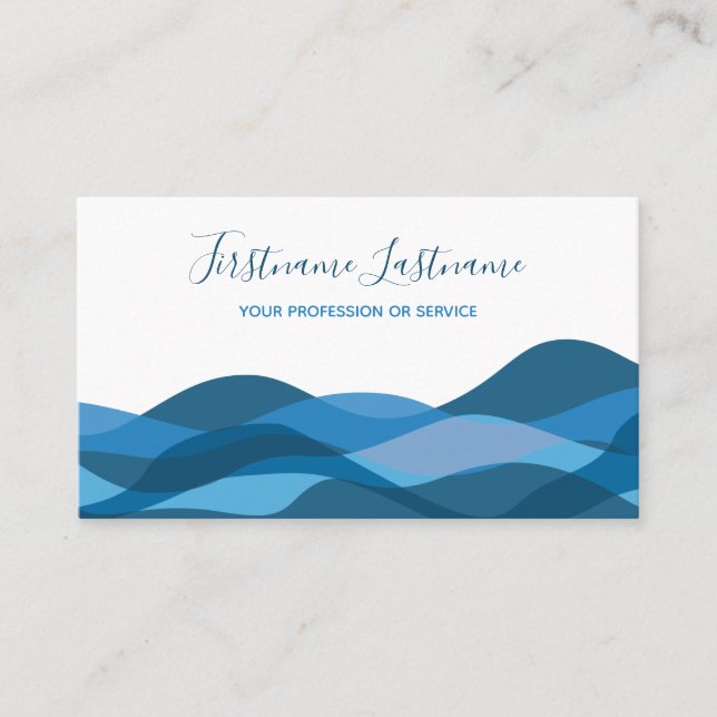 Carte de visite de calligraphie des vagues abstrai (Devant)