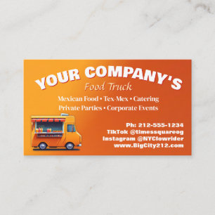 Carte de visite de camion alimentaire sur mesure