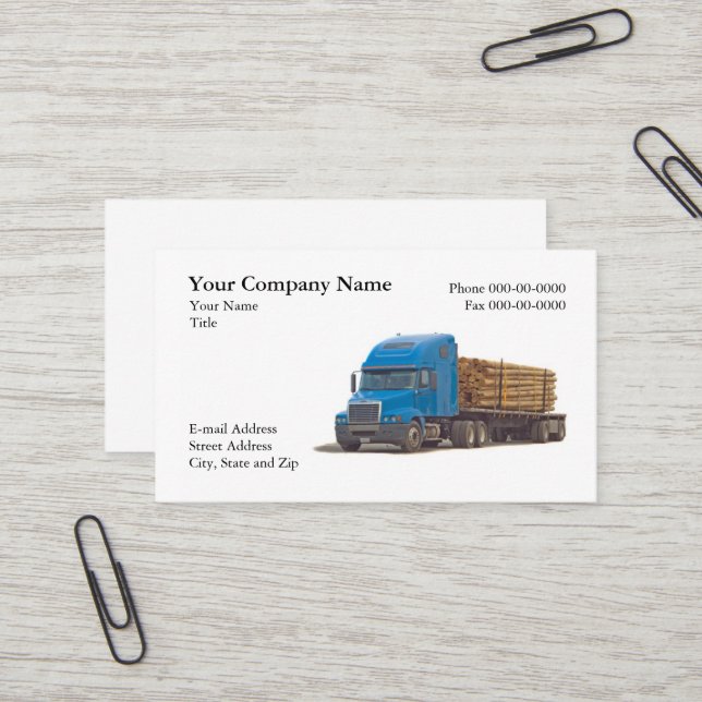 Carte de visite de camionnage (Devant/Arrière en situation)