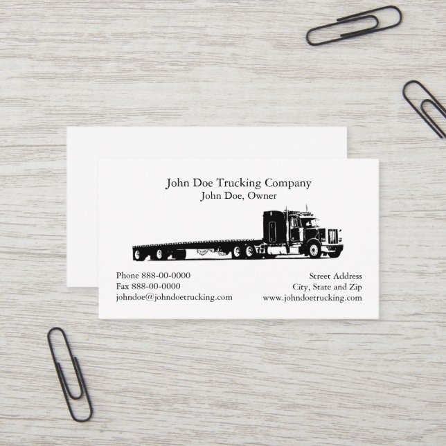 Carte de visite de camionnage (Devant/Arrière en situation)