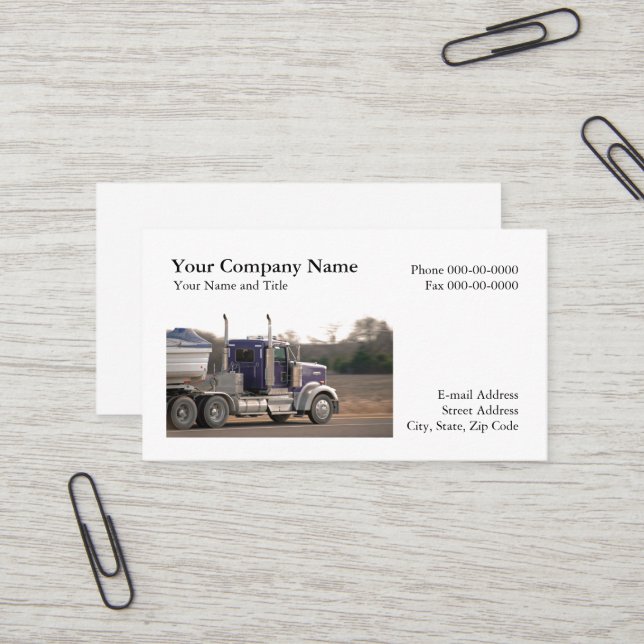 Carte de visite de camionnage (Devant/Arrière en situation)