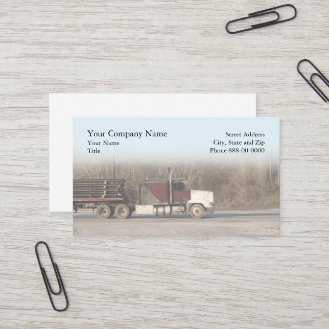 Carte de visite de camionnage (Devant/Arrière en situation)