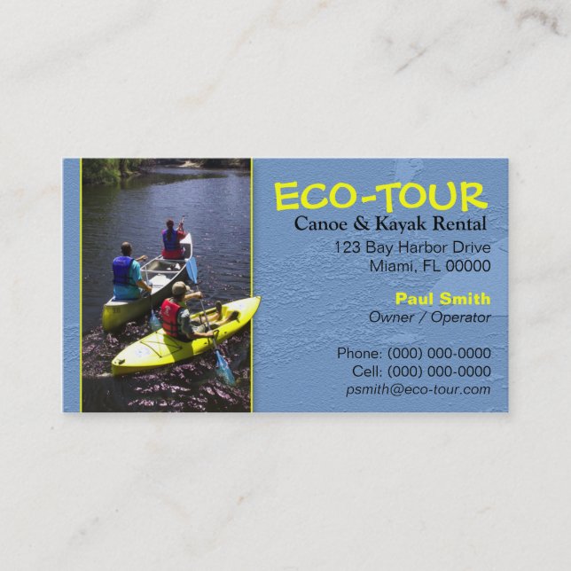 Carte de visite de canotage de canoë et de kayak (Devant)