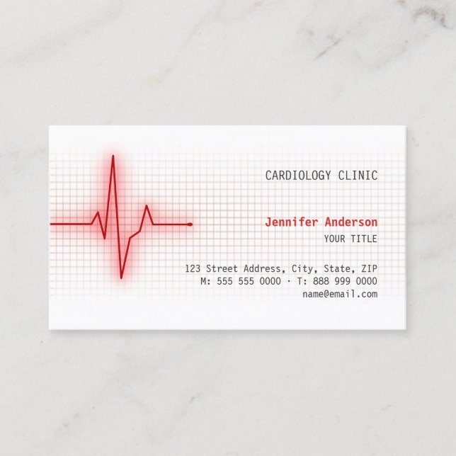Carte de visite de cardiologie de signal de coeur (Devant)
