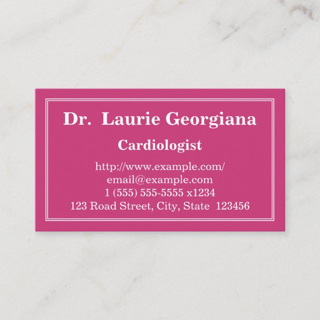 Carte de visite de cardiologue propre et moderne (Devant)