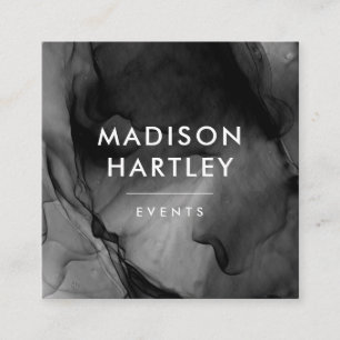 Carte de visite de Carré d'aquarelle noire moderne