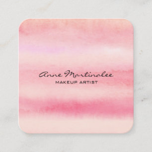 Carte de visite de Carré d'aquarelle rose Abstrait