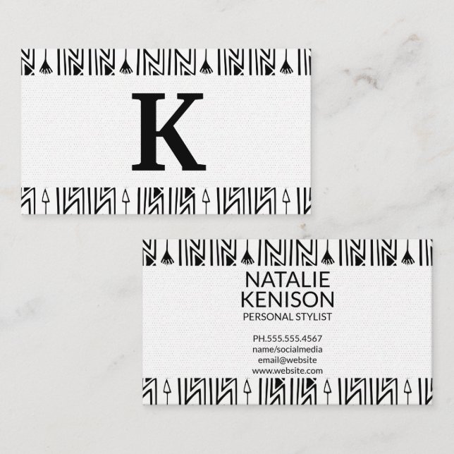 Carte de visite de Carré Motif Boho élégant (Devant / Derrière)