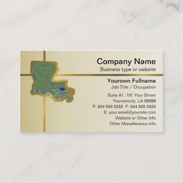 Carte de visite de carte de la Louisiane (Devant)