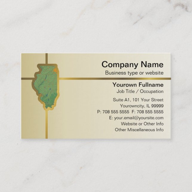 Carte de visite de carte de l'Illinois (Devant)