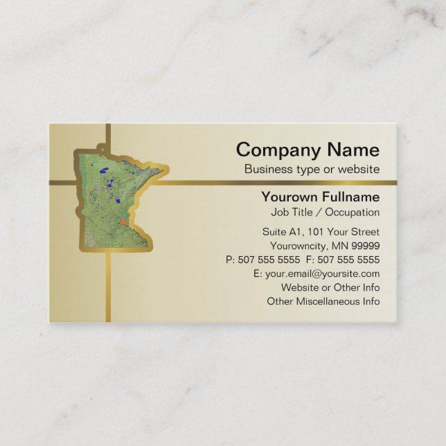 Carte de visite de carte du Minnesota (Devant)