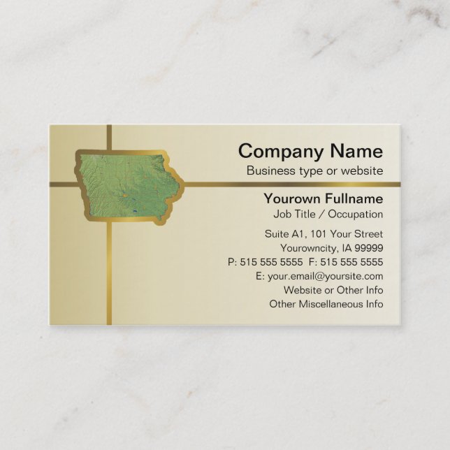 Carte de visite de carte Iowa (Devant)
