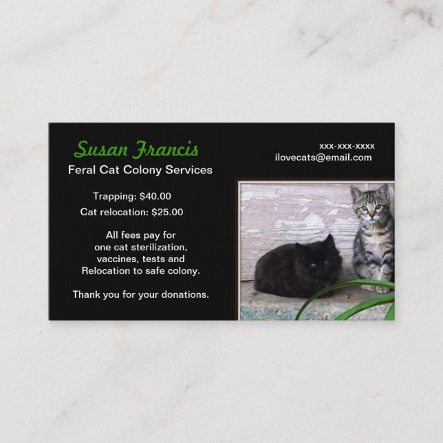 Carte de visite de cause de chat feral (Devant)