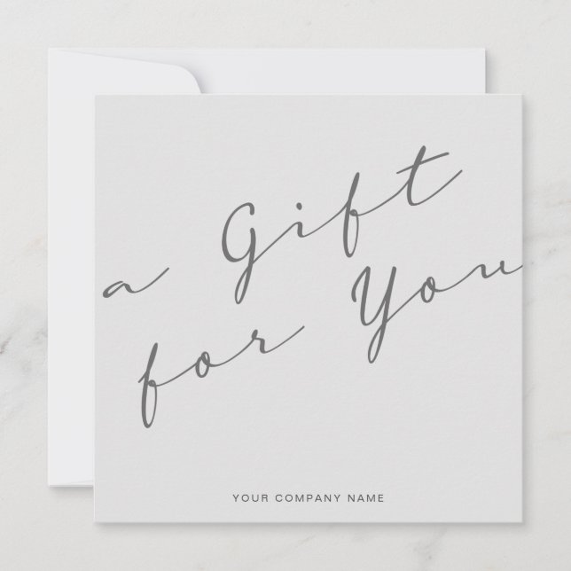 Carte de visite de certificat cadeau gris minimali (Devant)