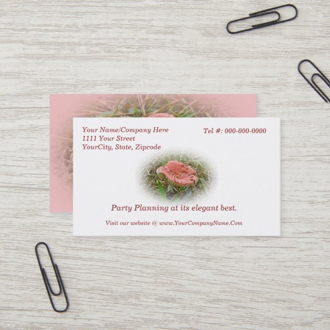 Carte de visite de champignons roses (Devant/Arrière en situation)