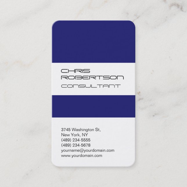Carte de visite de charme blanc Midnight Blue (Devant)