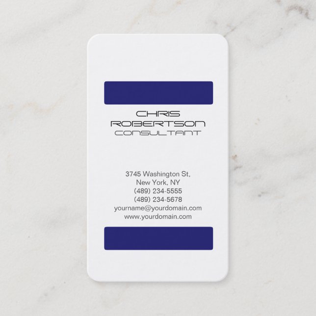 Carte de visite de charme blanc Midnight Blue (Devant)