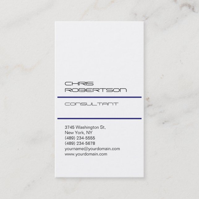 Carte de visite de charme blanc Midnight Blue (Devant)