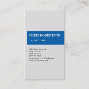 Carte de visite de charme gris bleu rayé