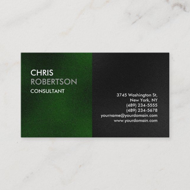 Carte de visite de charme gris vert clair (Devant)