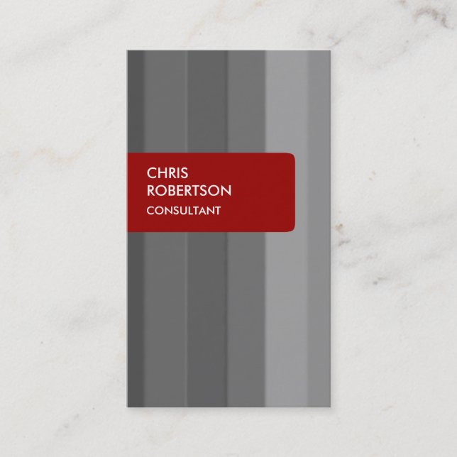 Carte de visite de charme rouge gris vertical (Devant)