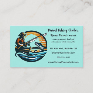 Carte de visite de charte de pêche modifiable