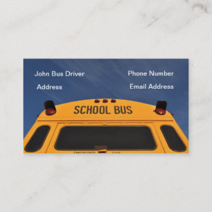 Carte de visite de chauffeur d'autobus scolaire